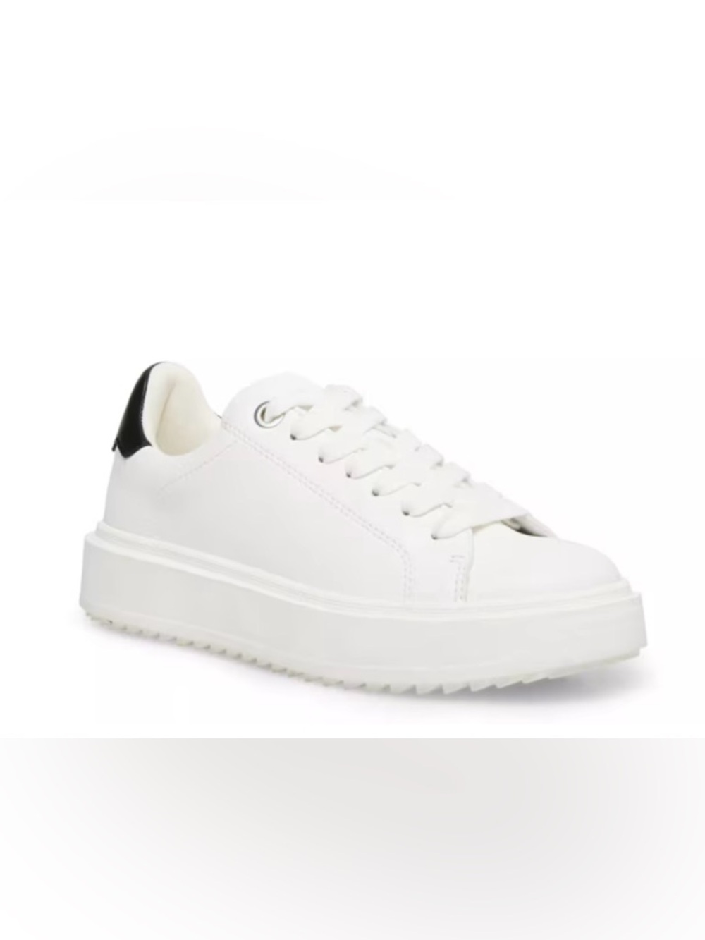 Steve Madden White Catcher Platform Sneaker with Black Heel Accent